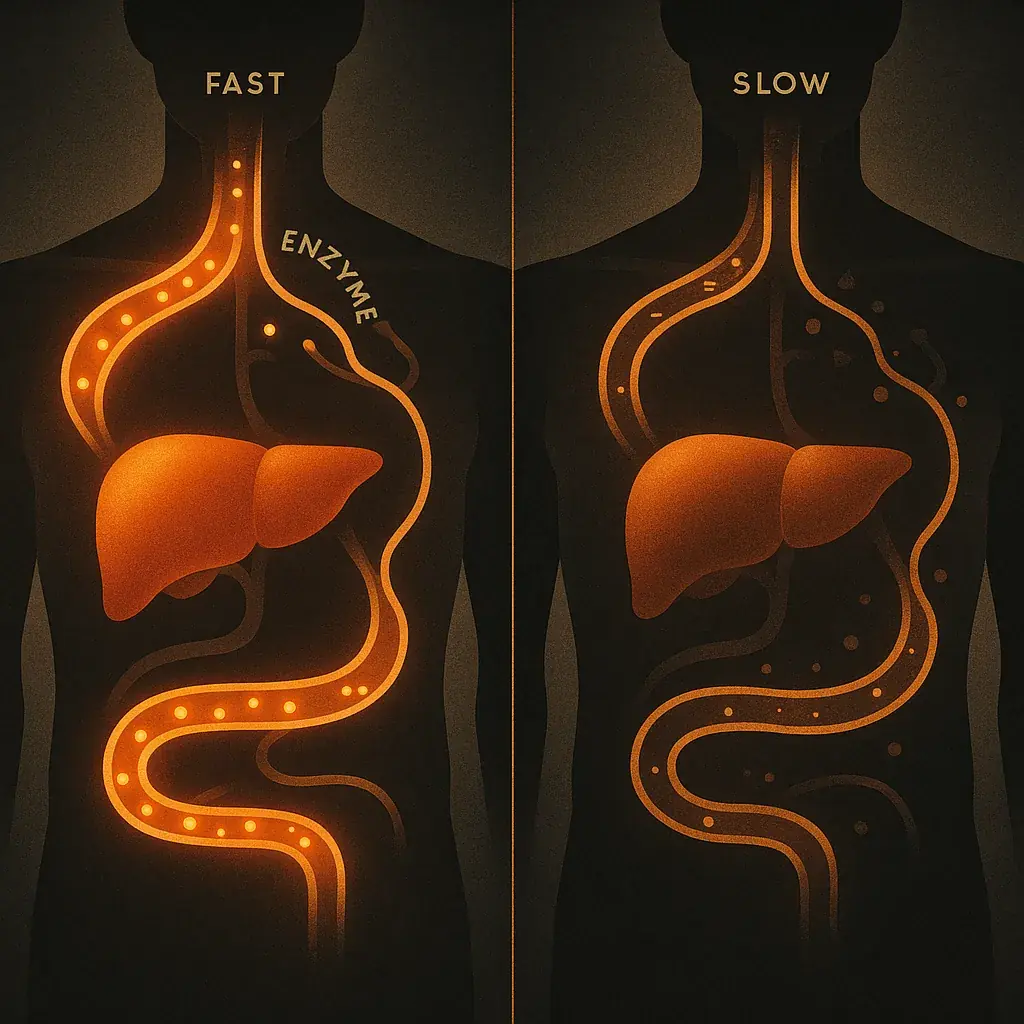 Illustration of differences in enzyme activity between two bodies.